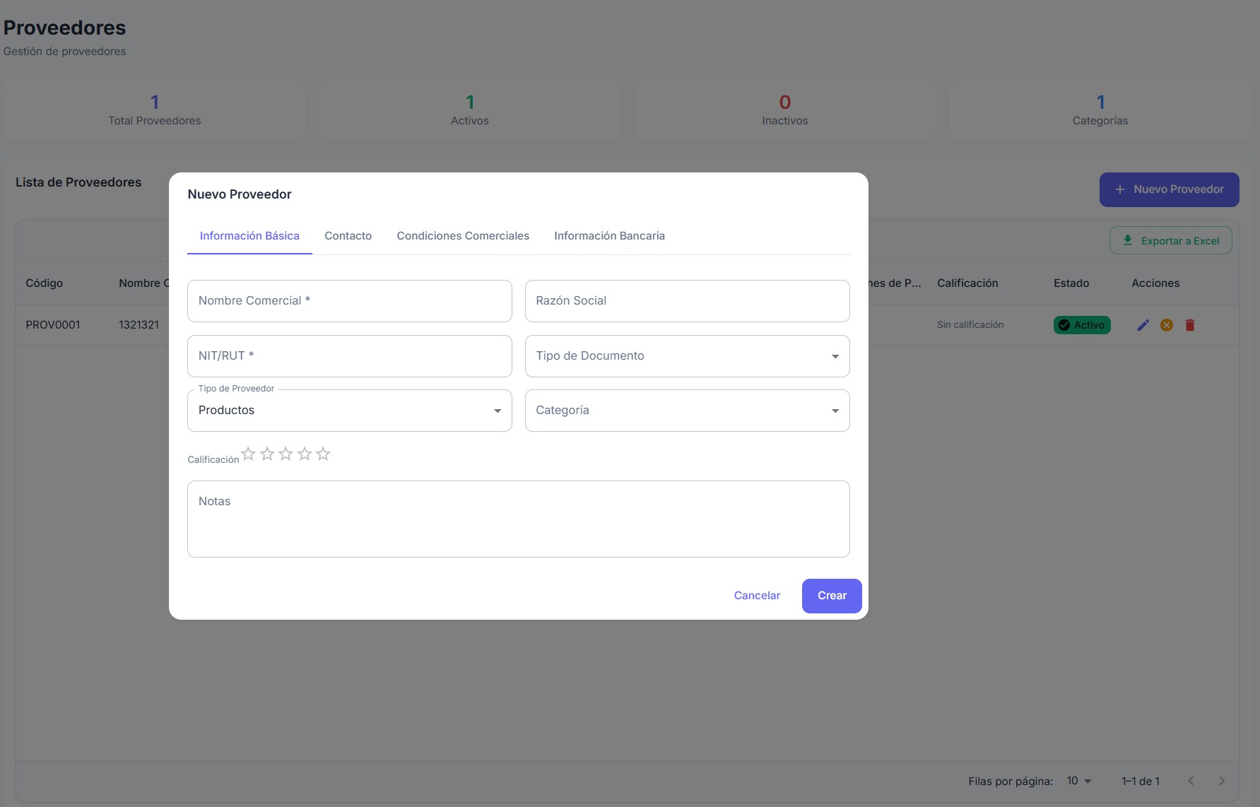 Gestión de proveedores POSENT con control de compras y facturas